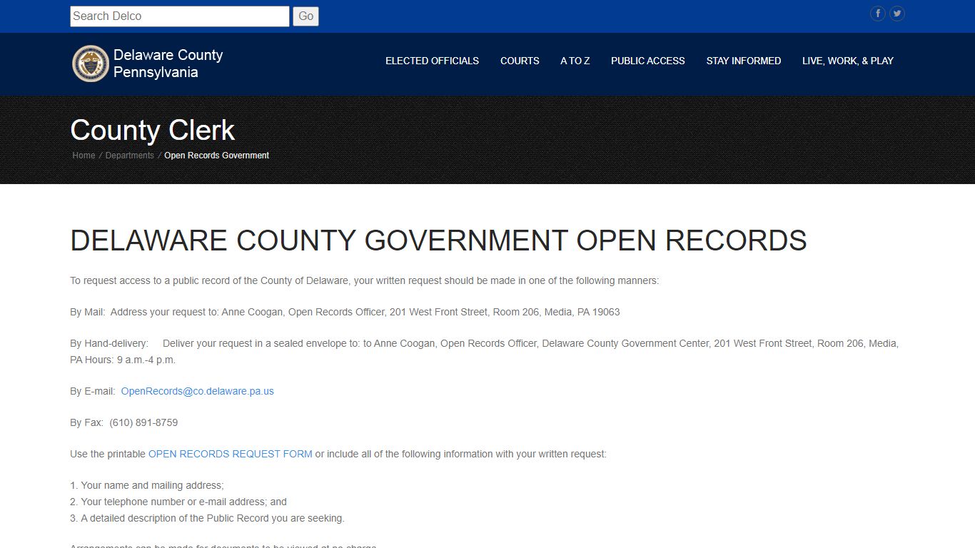 County Clerk - Delaware County, Pennsylvania